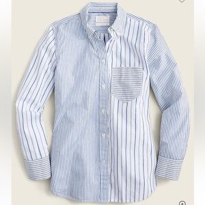Classic-fit washed cotton poplin shirt in mixed stripe jcrew button down shirt